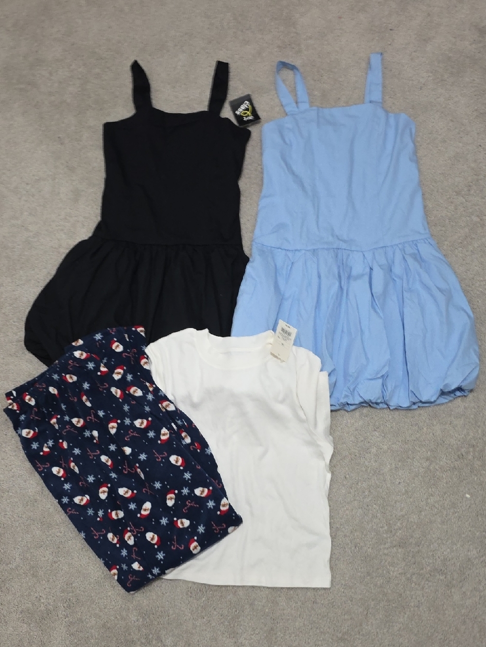 Sleeveless Bubble Hem Dress - Light Blue